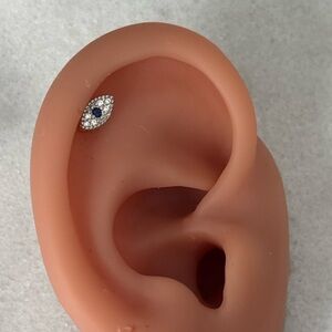 Sterling Silver Crystal Evil Eye Cartilage Earring 

Brand New